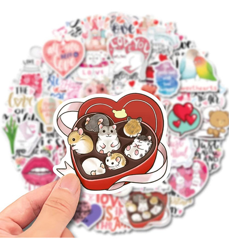 Paquete 50 Calcomanías De Amor Para Cuadernos Escolar Colegi