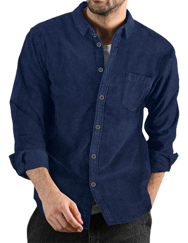 Camisa Cargo De Pana Lavada Para Hombre, Camisas De Algodón