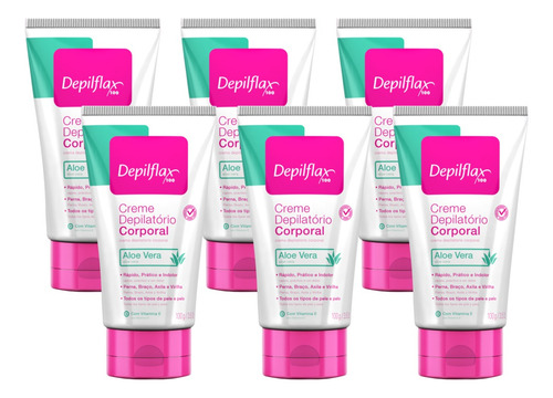 6un Creme Depilatorio Corporal 100g Com Aloe Vera Depilflax