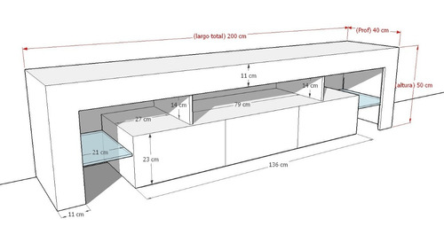 Mueble De Tv Con Luz Led Ref Perlato Madera Lacado 