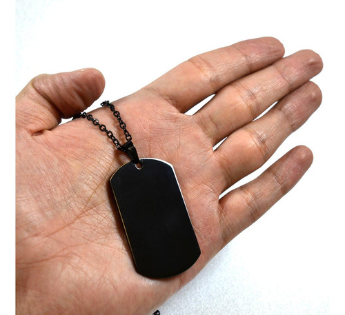 Placa Negra Estilo Militar Acero Inoxidable, Collar Cadena .