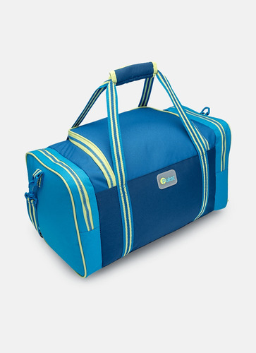 Bolsa Viagem Color Block Puket Acambamento dos ferragens Níquel Cor Azul Cor da correia de ombro Listrado Desenho do tecido Lisa