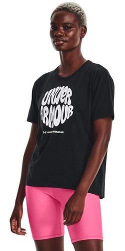 Camiseta Under Armour Negro Mujer Groovy Wordmark Ss 1374168