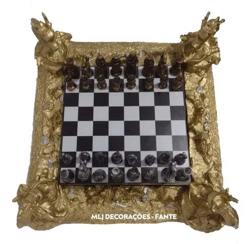 Tabuleiro de xadrez xadrez cor pura resina ouro e prata fantasma