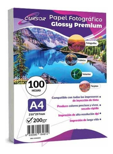 Papel Fotografico A4 Glossy 200 Gr 100 Hojas