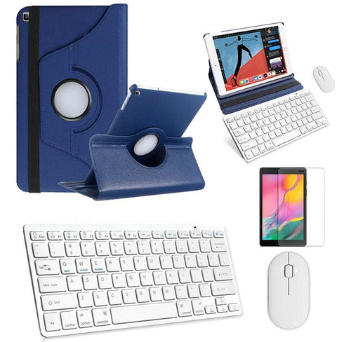 Kit Capa 360 Azul Escuro / Teclado E Mouse Branco E Película