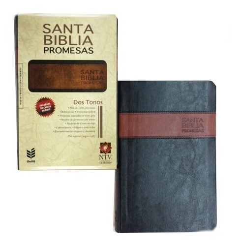 Imagen 4 de 9 de Biblia De Promesas Ntv Piel Especial Dos Tonos Negro/café