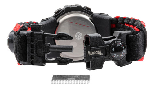Imagen 3 de 6 de Reloj Paracord Negro Rojo Lcd 12 Dígitos Contra Agua Mendoza