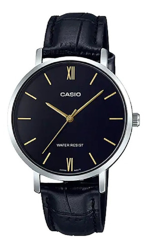 Reloj Casio Ltp-vt01l-1b Para Dama Negro/plateado Mediano