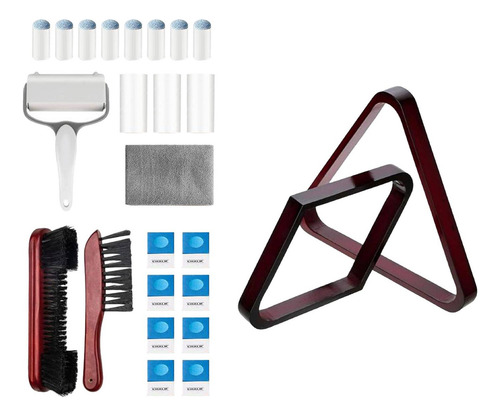 Organizador De Bolas De Billar, Set De Cepillos Borgoña