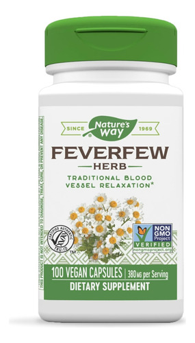 Nature's Way Feverfew Matricaria 380mg 100 Caps Manzanilla