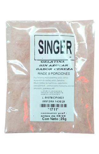 Gelatina Sin Azúcar Cereza 25g (8 Porciones)