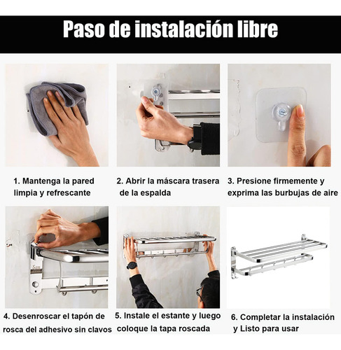 Toallero De Doble Capa Con Gancho De Acero Inoxidable