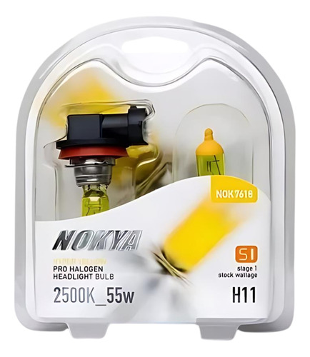 Lampada H11 Yellow Nokya Hyper Efeito Xenon Amarelo 2500k
