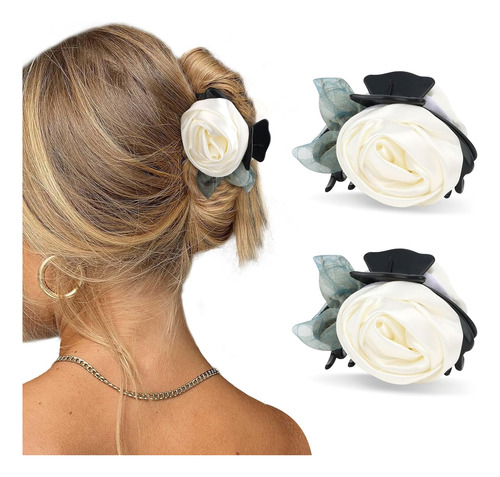 Pinzas De Pelo De Flores Blancas Para Cabello Fino/grueso