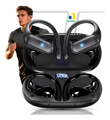 Fone de Ouvido Esportivo A520 TWS com Ganchos para Academia, Bluetooth 5.3 e Graves Potentes HiFi