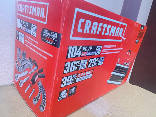 Kit Herramientas Mecánicas 104pz Craftsman Cmmt45068 Sellado Rojo (Usado)