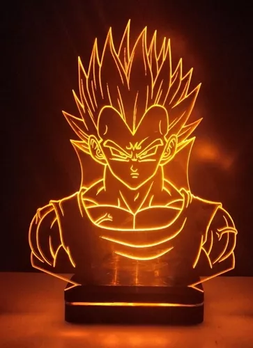 Luminária Led 3d, Vegeta, Dragon Ball Z, desenho, decoração, 16