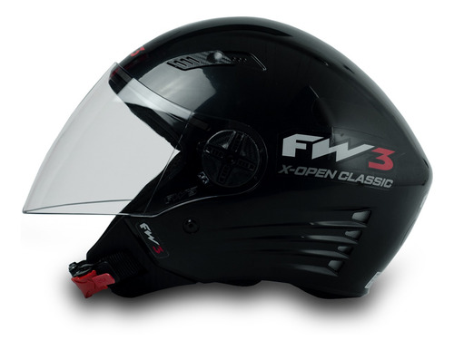 Imagem 1 de 7 de Capacete Fw3 Para Moto X Open Classic Preto Tamanho 58