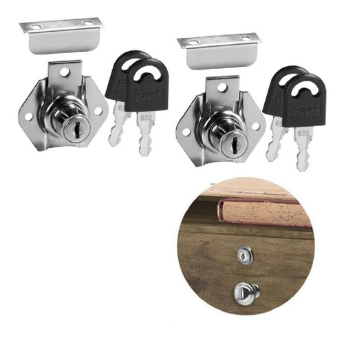 2 Fechaduras Batente Porta Gaveta Armario Movel Cromada 22mm Cor Cromado