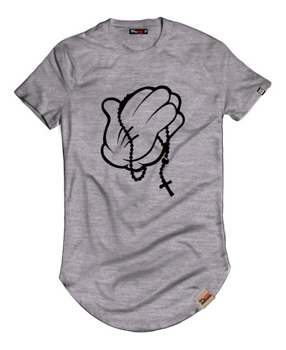 Imagem 8 de 9 de Camisa Camiseta Long Mãos Rezando Blusa Alongada Manga Curta