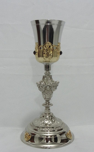 Cálice Trabalhado C/ Pedras Banho Níquel/ouro - Frete Grátis