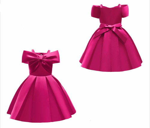 Elegante Vestido Para Niña Color Fucsia