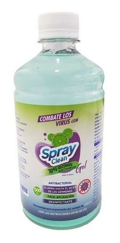 Gel Antibacterial Spray Clean 500ml Limón 96% Alcohol 