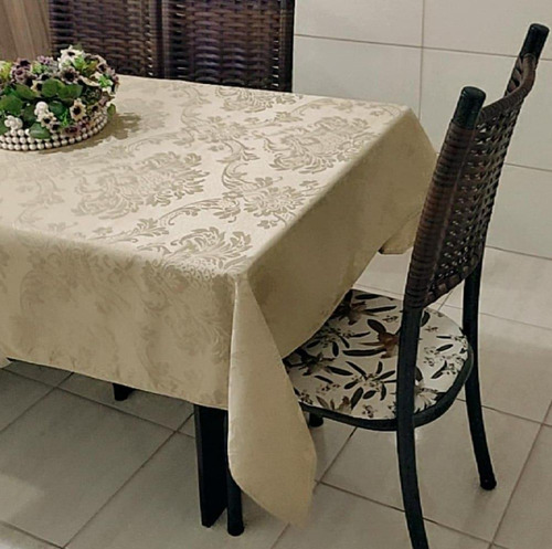 Toalha Mesa Quadrada Jacquard 4 Lugares 140x140cm - Caqui