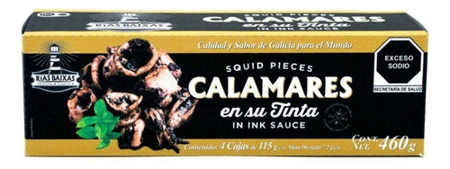 Calamares En Su Tinta Rías Baixas 4 Latas De 115 Grs C/u