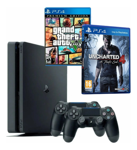 Playstation 4 Slim 500gb + 2 Controles + Juegos