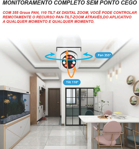 Câmera Segurança Ip Lâmpada Wifi 360 Bivolt Visão Noturna Hd