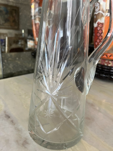 Jarra De Vidrio Tallado Para Agua O Clerico (Usado)