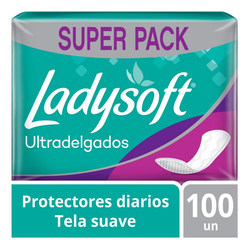 Protector Diario Ladysoft Ultradelgada Tela Suave 100 Un