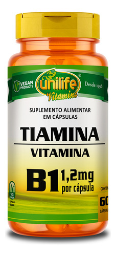 Vitamina B1 Tiamina - Unilife - 60 Cápsulas