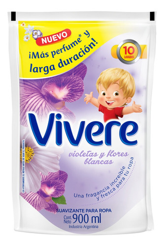 Suavizante Vivere Violetas y flores blancas repuesto 900 ml