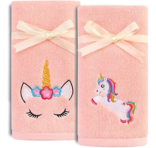 Quera 2 Pack Unicornio Toallas De Mano 100% Algodón Bordado 