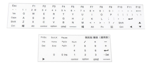 Adesivos Laterais Para Teclado Inglês, Preto Claro Curto