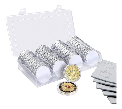 100 Capsulas De Caja Plástico Para Moneda 30mm, Ajustable