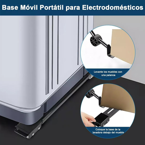 Soporte Ajustable Base Ruedas Estufa Lavadora Refrigerador Negro