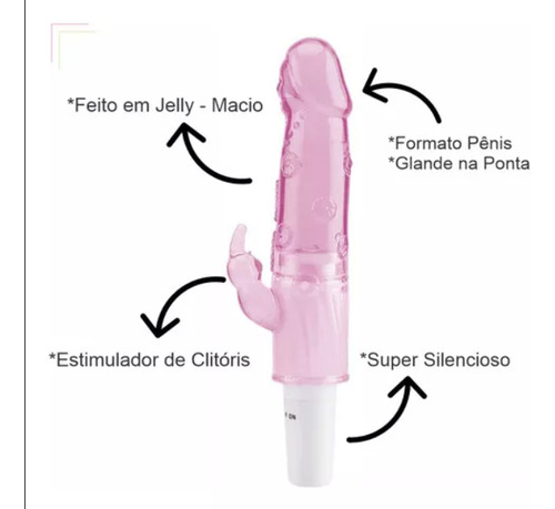 Massageador Elétrico Portátil Kit Jelly E Capa 5 Itens Combo Rosa