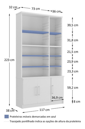 Imagen 3 de 8 de Biblioteca Cristalero - Estantes 25 Mm - 117x223x039 - 1280v