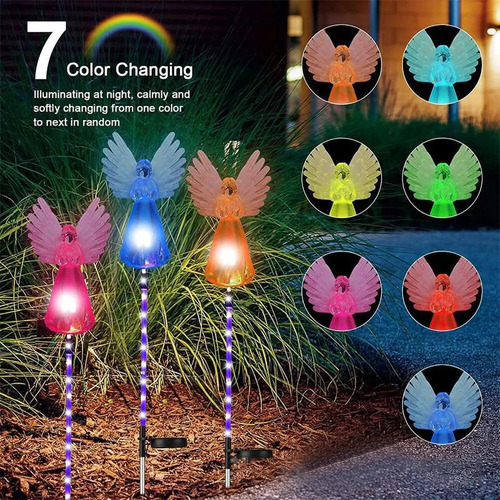 2 Piezas De Luces Solares De Ángel Para Decoración Navideña