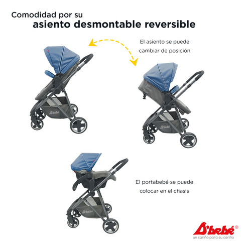 Carriola Bambineto Portabebé Travel System Queen Azul D'bebe
