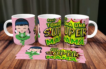 Taza De Ceramica Aquí Toma Una Super Mama Mod 1