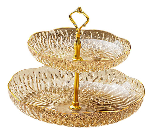 Plato De Frutas, Platos Para Servir, Elegante 2 Niveles Oro