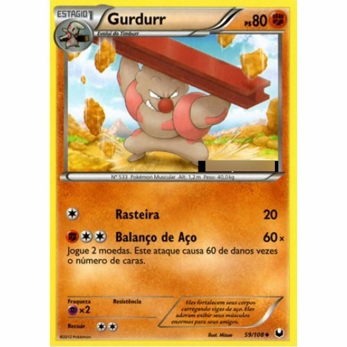 Gurdurr - Pokémon Físico Incomum 59/108 - Pokemon Card Game