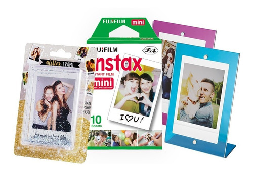 Imagen 1 de 6 de Película Instax Mini 10 Fotos + 2pack Caballete + Glitter
