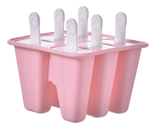 Molde De Silicona Para Hacer Paletas De Hielo, 6 Celdas Rosa