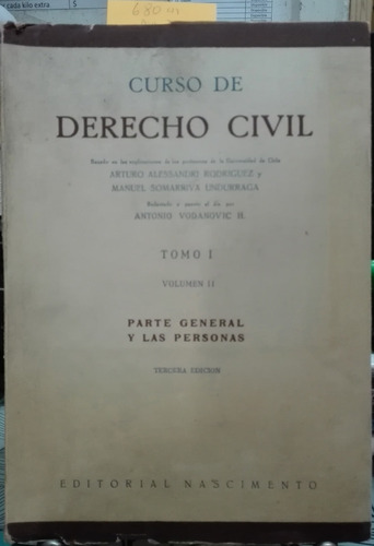 Curso De Derecho Civil Tomo I Volumen Ii // Alessandri 